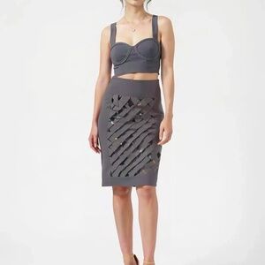 HOUSE OF LONDON SET Crop Top And Skirt Purple Small